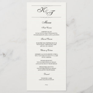Élégant formel Carte de menu Mariage