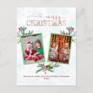 Elegant Foto Collage Frohe Weihnachtstypografie Feiertagspostkarte