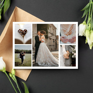 Elegant Foto Collage Wedding Vielen Dank Postkarte