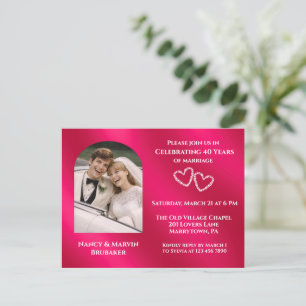 Elegant Foto Rubin 40. Hochzeitstag Einladungspostkarte