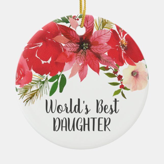 Elegant Foto World's Best Daughter Keramik Ornament (Vorne)
