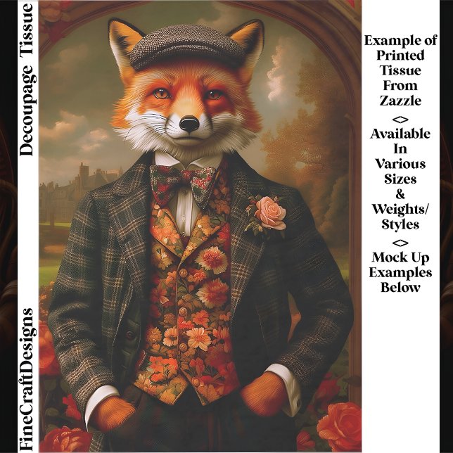 Elegant Fox Gentleman Portrait EW5ZZ Decoupage Seidenpapier (Von Creator hochgeladen)