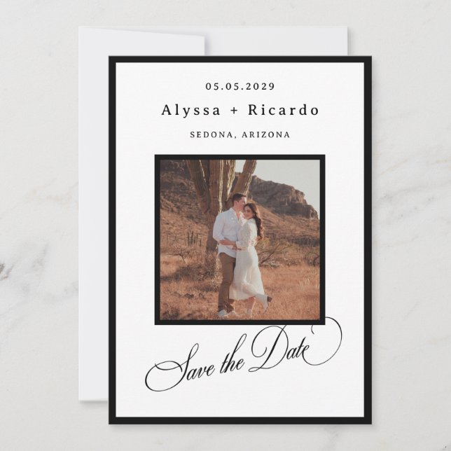 Elegant Frame & Classic Calligraphy Script Wedding Save The Date (Vorderseite)
