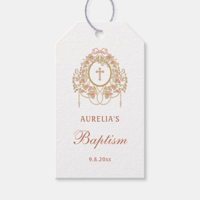 Elegant Frame Holy Cross Baptism Geschenkanhänger (Vorderseite)