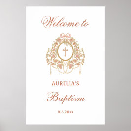 Elegant Frame Holy Cross Baptism Welcome Poster