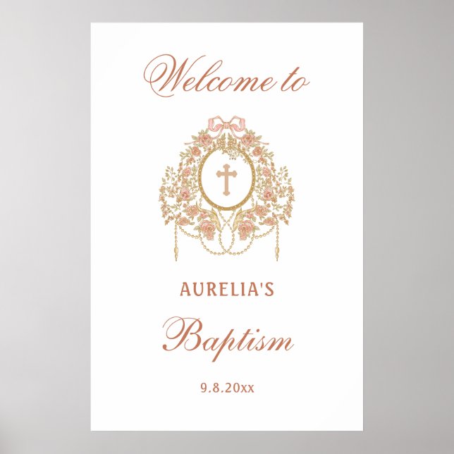 Elegant Frame Holy Cross Baptism Welcome Poster (Vorne)