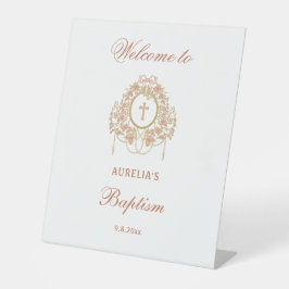 Elegant Frame Holy Cross Baptism Welcome Sockelschild