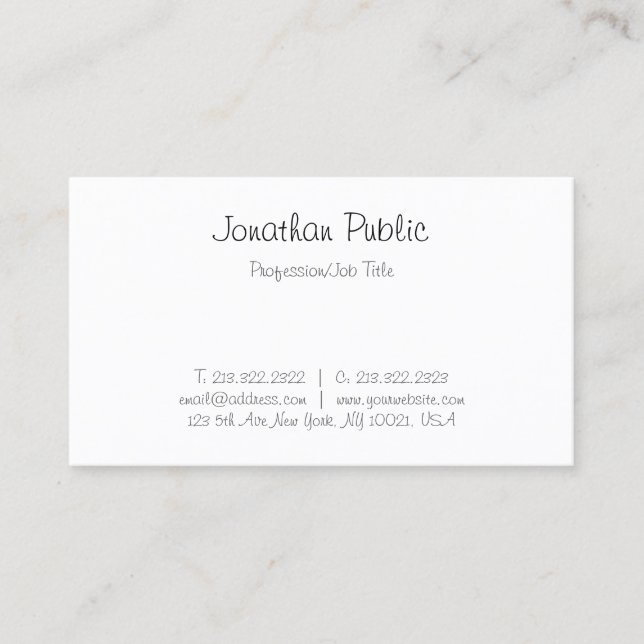 Elegant Freehand Script Modern Simple Template Visitenkarte (Vorderseite)