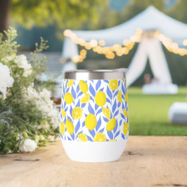 Elegant French Country Lemon Blue Botanical