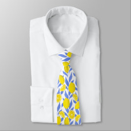Elegant French Country Lemon Blue Botanical Krawatte