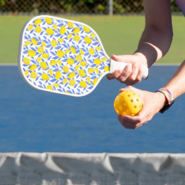 Elegant French Country Lemon Blue Botanical Pickleball Schläger