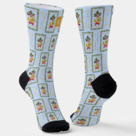 Elegant French Horn Christmas Light Blue2 Monogram Socken