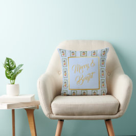 Elegant French Horn Christmas Light Blue Kissen
