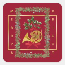 Elegant French Horn Christmas Maroon