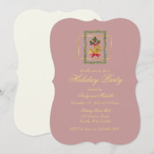 Elegant French Horn Christmas Mauve Flat Card