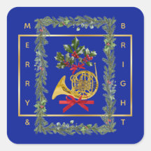 Elegant French Horn Christmas Royal Blue