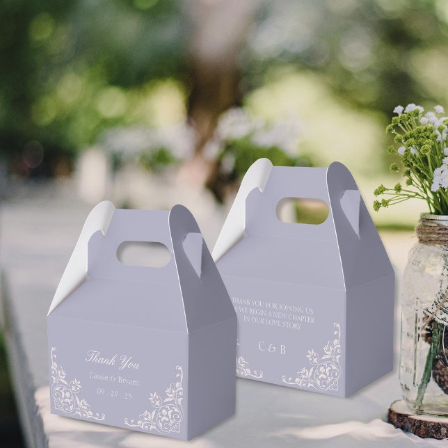 Elegant French Lilac Lila Wedding Danke Geschenkschachtel (elegant purple lavender french lilac theme wedding party bridal gift thank you boxes for favors)