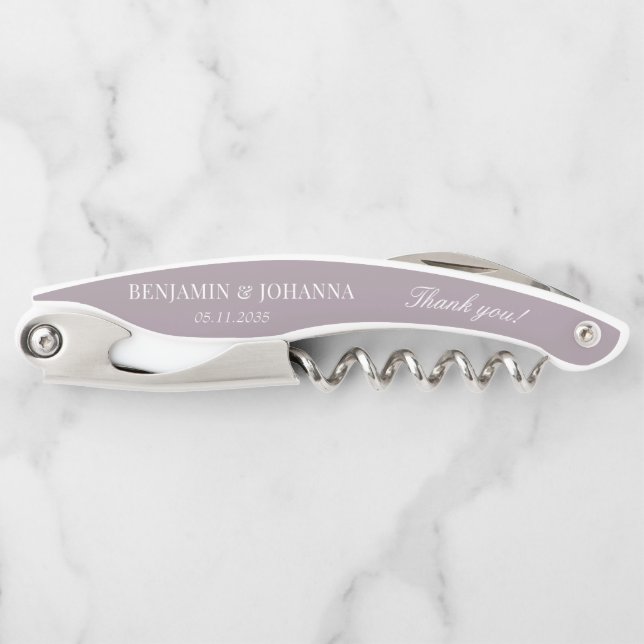 Elegant French Lilac Wedding Vielen Dank Gast Gefa Kellnermesser (Vorderseite)