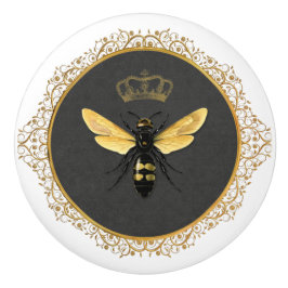 Elegant French Queen Bee Gray Gold Yellow Keramikknauf