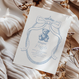 Elegant French Teddy Bear Diapper Raffle Begleitkarte