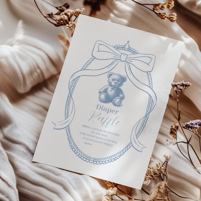 Elegant French Teddy Bear Diapper Raffle Begleitkarte (Von Creator hochgeladen)
