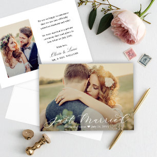 Elegant Frisch Vermählt Weißes Schriftzug Hochzeit Ankündigung