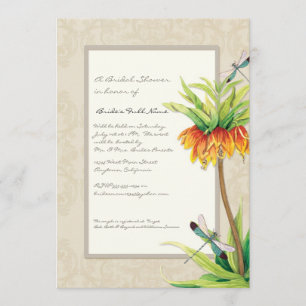 Elegant Fritillaria n Dragonfly Brautparty Einladung