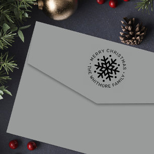 Elegant Frohe Weihnachten Custom Winter Snowflake Permastempel