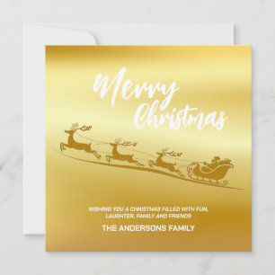 Elegant Frohe Weihnachten Gold Santa Deer Sled Wei