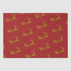 Elegant Frohe Weihnachten Gold Santa Deer Sled Wei Seidenpapier