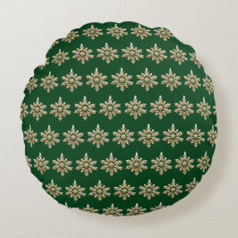 Elegant Frohe Weihnachten Gold Snowflake Weihnacht Rundes Kissen