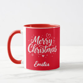 Elegant frohe Weihnachten Individuelle Name Zwei T Tasse