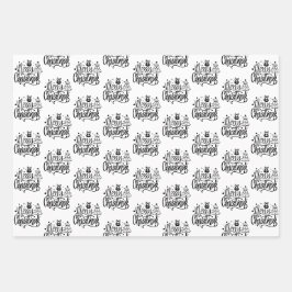 Elegant Frohe Weihnachten Schwarz-weißes Geschenk Geschenkpapier Set