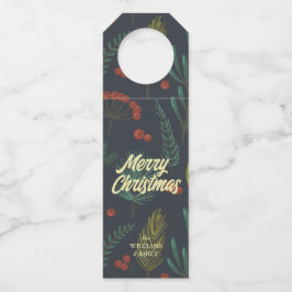 Elegant Frohe Weihnachten Winter botanisch Flaschenanhänger