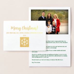 Elegant Frohe Weihnachts-Foto Xmas Letter Gold Folienkarte