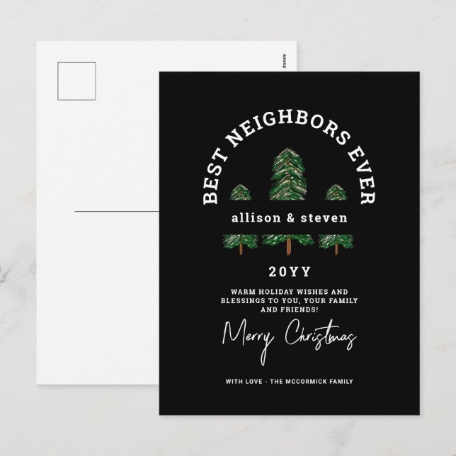 Elegant frohe Weihnachts-Nachbarn Custom Feiertagspostkarte (Vorne/Hinten)