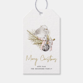 Elegant Frohe Weihnachts Winter Bird Gold Geschenkanhänger