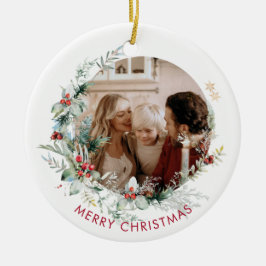 Elegant Frohe Weihnachtskranz Foto Keramik Ornam Keramik Ornament