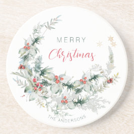 Elegant Frohe Weihnachtszeit Wasserfarbe Coa Getränkeuntersetzer