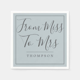 Elegant From Miss to Mrs Brautparty Blue Paper Serviette