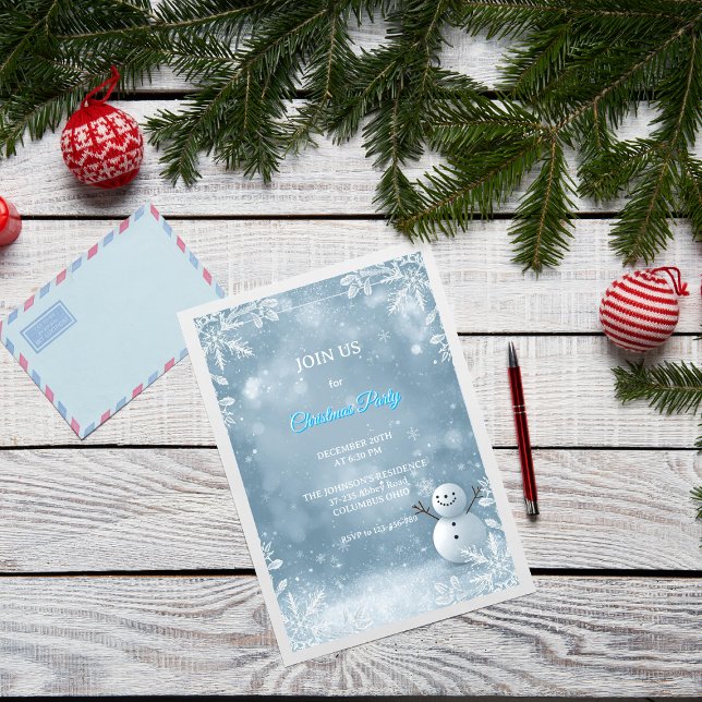 Elegant Frosty Blue & White Christmas Einladung (Von Creator hochgeladen)