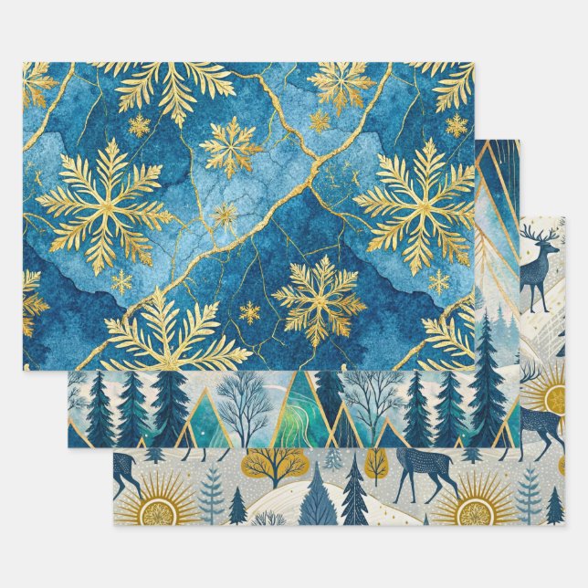 Elegant Frozen Dawn Holiday Geschenkpapier Set (Set)