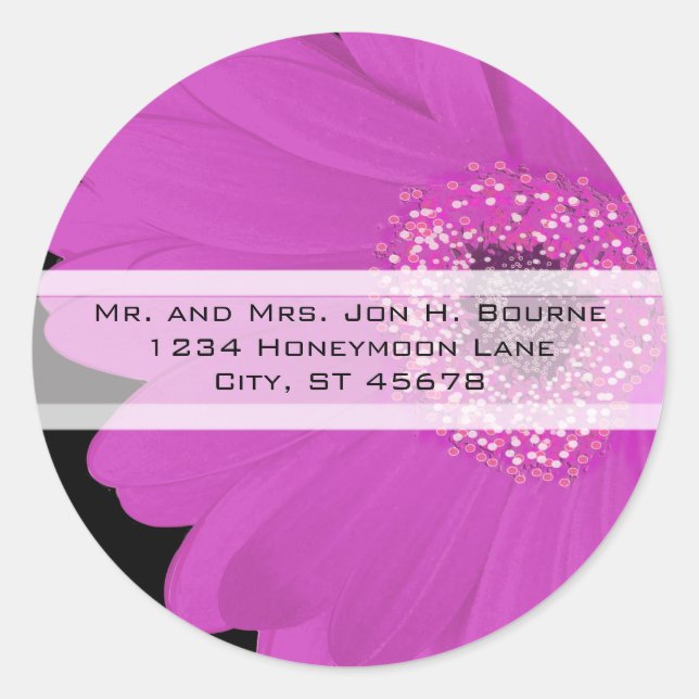 Elegant Fuchsia Gerber Daisy Wedding Stickers (Vorderseite)