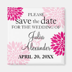 Elegant Fuchsia Pink Blütenburst Save the Date Magnet