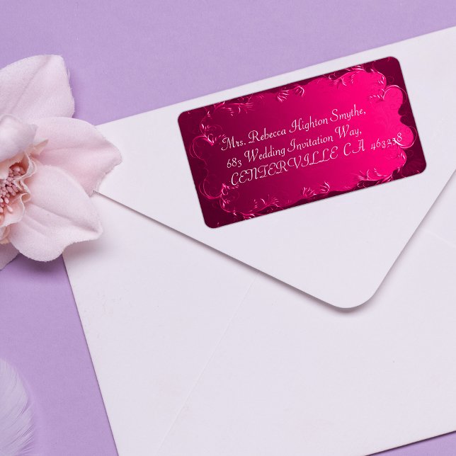Elegant Fuchsia Pink Wedding Address Labels Adressaufkleber (Von Creator hochgeladen)