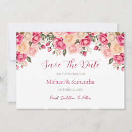 Elegant Fucia Pink und Elfenbeinküste Rose Hochzei Save The Date
