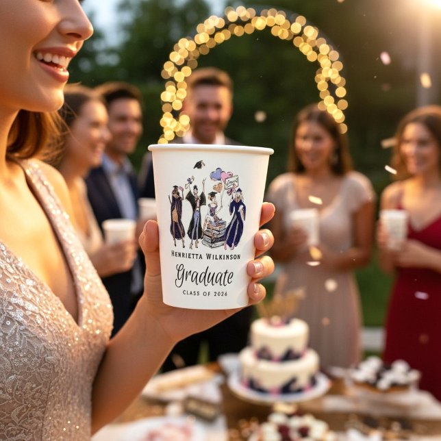 Elegant Fun Graduate Tossed Cap Class of 2026  Pappbecher (Von Creator hochgeladen)