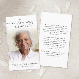 Elegant Funeral In Loving Memory Photo Prayer Card Visitenkarte
