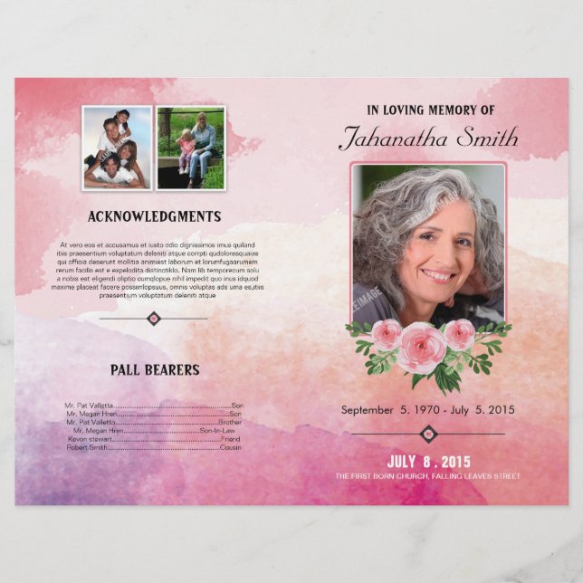 Elegant Funeral Program Template (Vorderseite)