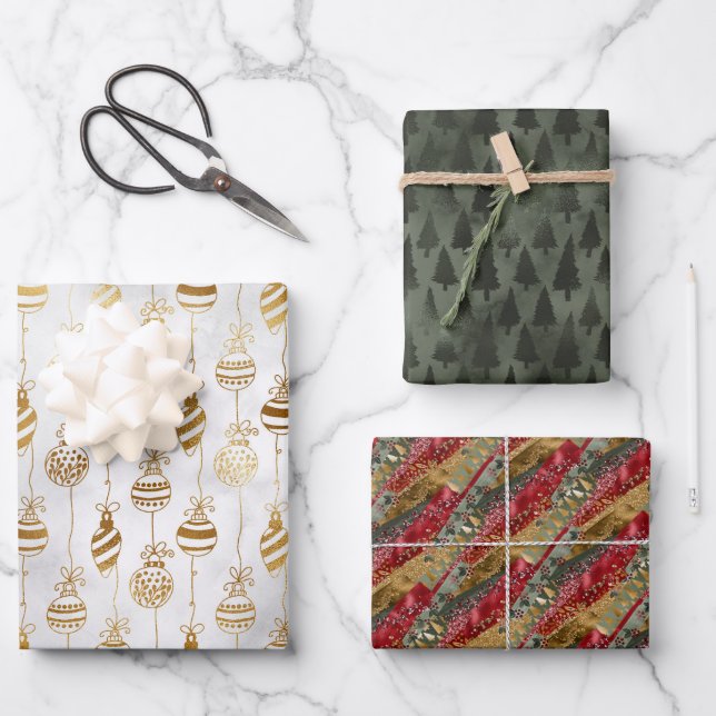 Elegant Funkelnd Geschenkpapier Set (Vorderseite)